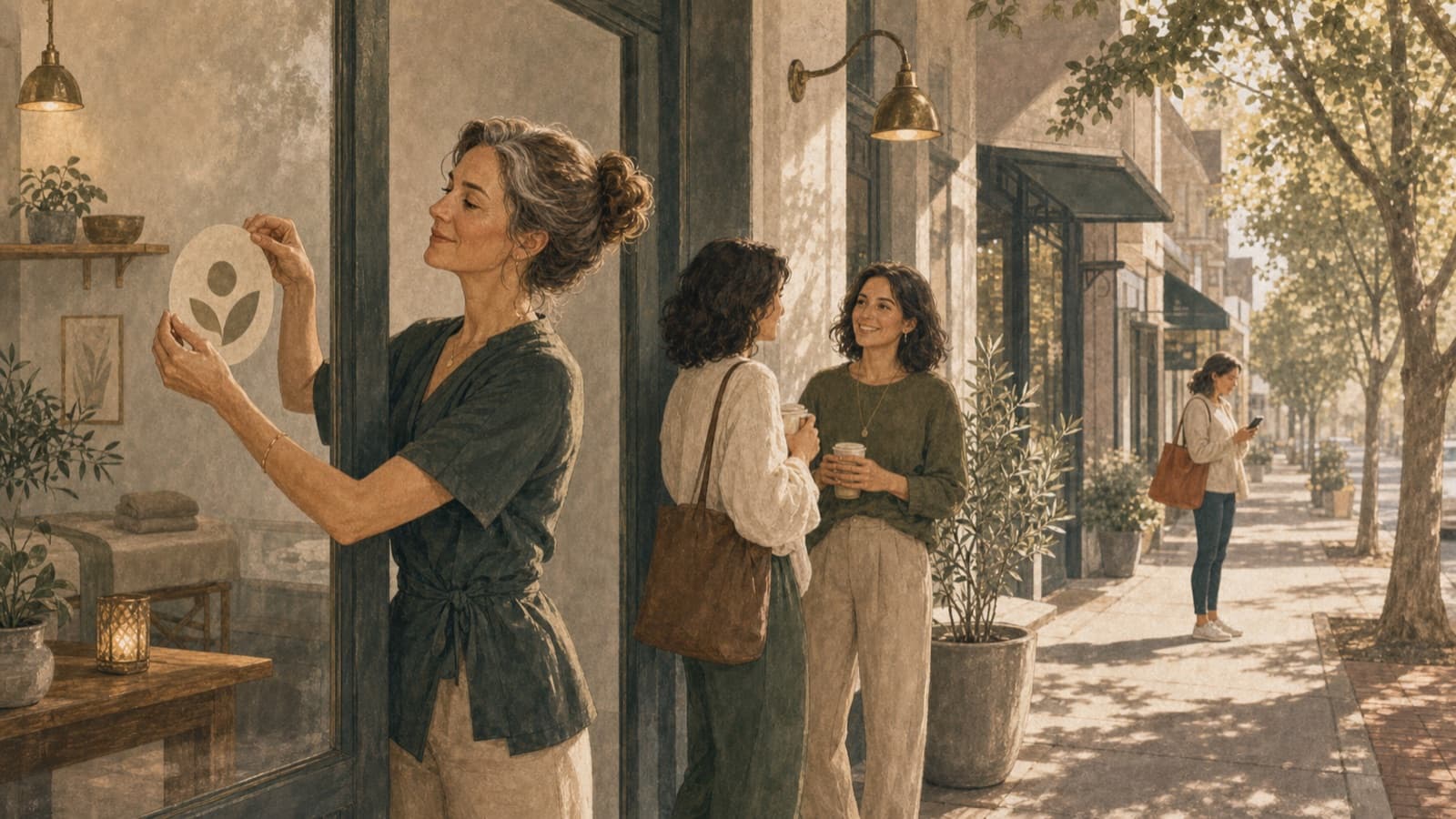 A wellness provider making her neighborhood studio easier for new clients to recognize.